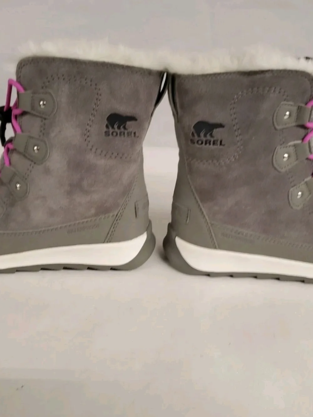 Sorel Youth Whitney II Joan Lace WP Waterproof Boots Grey Pink Size 5